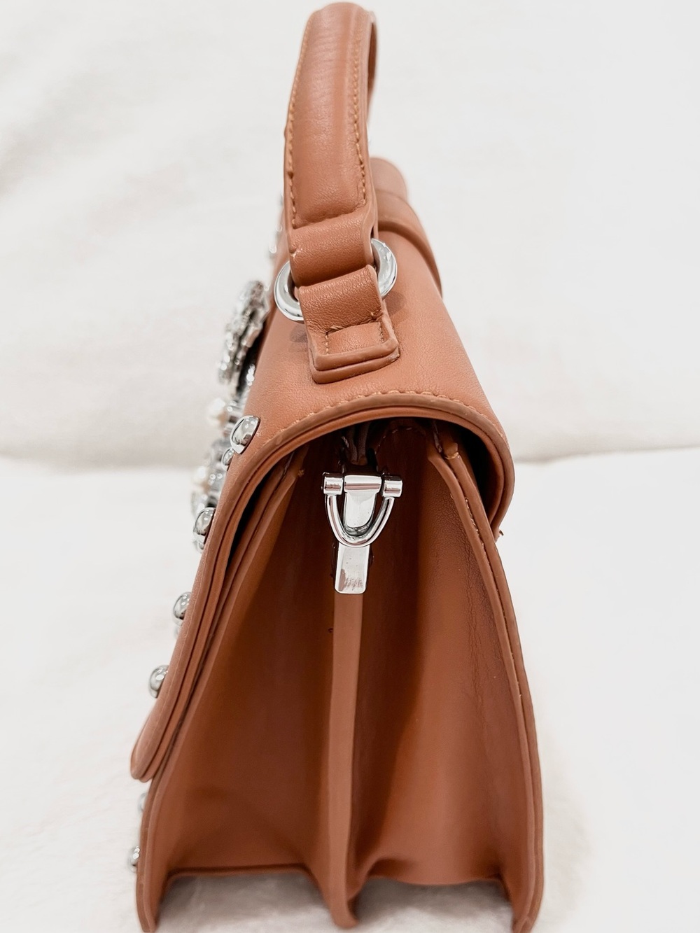 Western Brown Shoulder Bag Rhinestone Buckle Removable Strap New - Picture 8 of 9